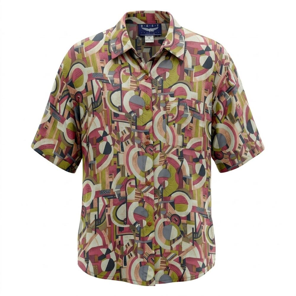 Vintage Best American Clothing Co 100% Silk Print Blouse Women Size M